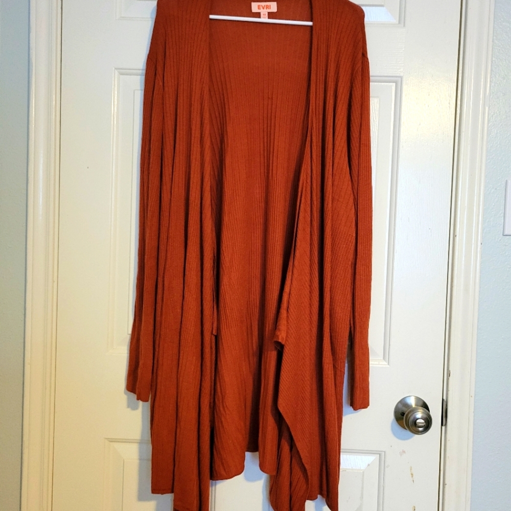 EVRI Plus size 4X mid-length ribbed duster/sweater